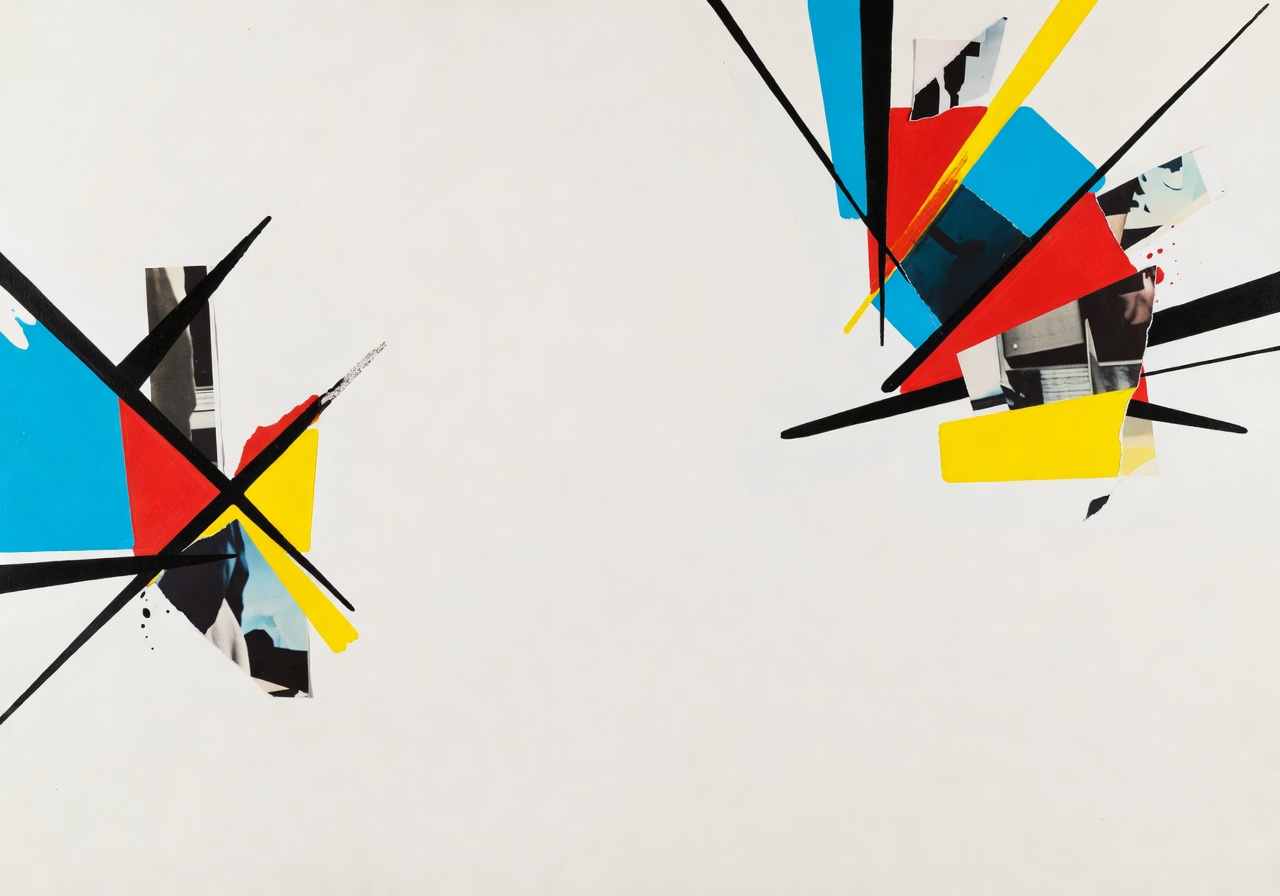 Mixed media painting by Sofia Moretti combining minimalist design with bold graphic elements