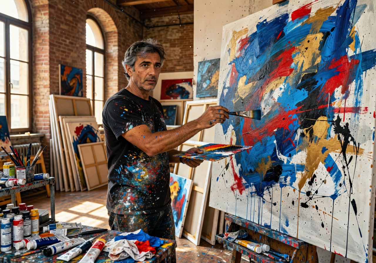 Portrait of Luca Ferretti, a Roman contemporary abstract artist