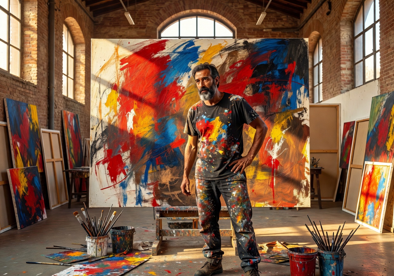 Portrait of Luca Ferretti, Roman contemporary abstract artist known for bold large-scale works