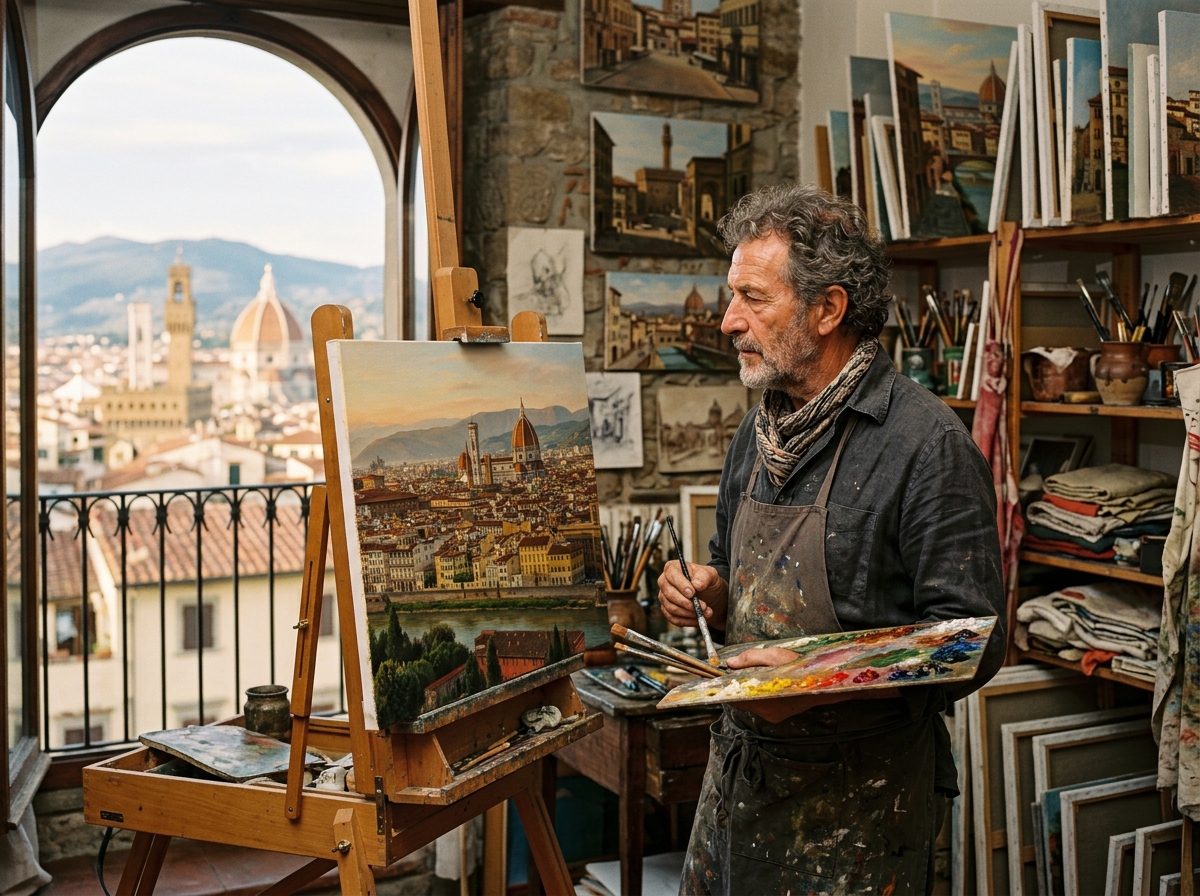 Portrait of Marco Bellini, a Florentine oil painter specializing in Renaissance cityscapes