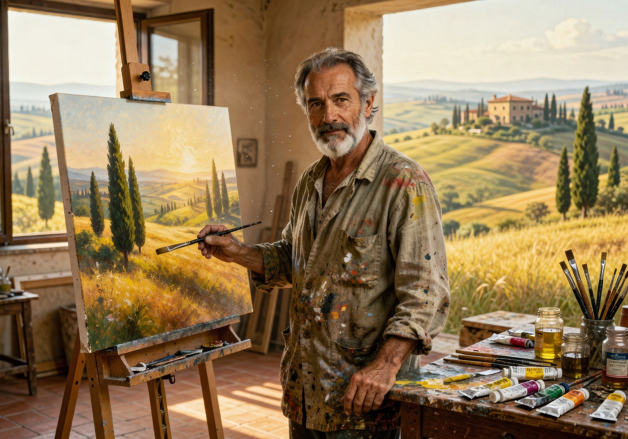 Portrait of Marco Bellini, Florentine oil painter known for luminous Tuscan landscape paintings